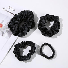 22 Momme Silk Hair Scrunchies 4PCS, Black