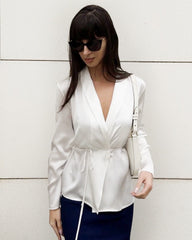 Long-Sleeved Silk Shirt With Belt