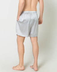 Men Satin Silk Lounge Shorts, Grey