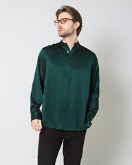 Silk Men's Casual Long Sleeve Shirt, Green
