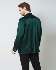 Silk Men's Casual Long Sleeve Shirt, Green
