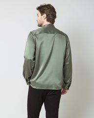 Silk Men's Casual Long Sleeve Shirt, Green