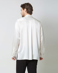 Silk Men's Casual Long Sleeve Shirt, White