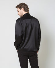 Silk Men's Casual Loose Office Shirt, Black