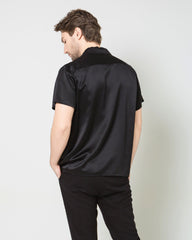 Silk Men's Short Sleeve Shirt With Two Pockets, Black