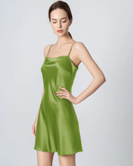 Silk Mini Cami Dress, Mustard Green