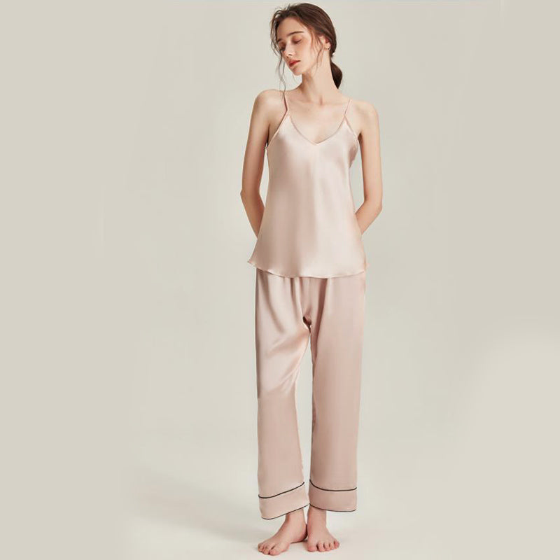 Silk Pajama Set with Robe, Pink