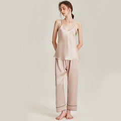 Silk Pajama Set with Robe, Pink