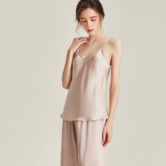 Silk Pajama Set with Robe, Pink