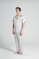 Short Sleeve Silk Pajamas For Men, Grey
