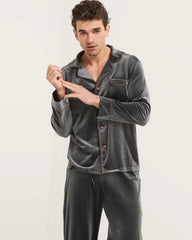 Men's Silk Velvet Pajamas, Grey