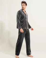 Men's Silk Velvet Pajamas, Grey