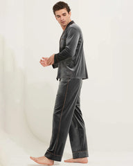 Men's Silk Velvet Pajamas, Grey