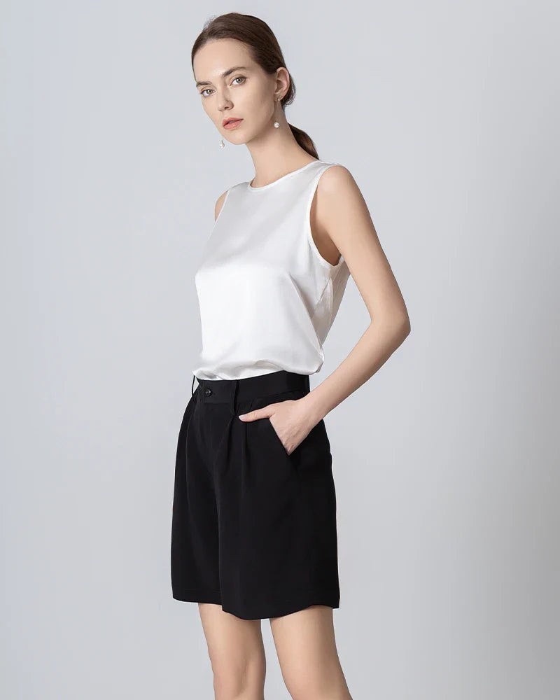 40 Momme Silk Bermuda Shorts, Black