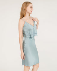 Ruffle Overlay Silk Dress Nightgown
