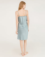 Ruffle Overlay Silk Dress Nightgown