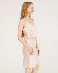 Ruffle Overlay Silk Dress Nightgown