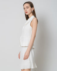 40 Momme V-Neck Silk Vest, White