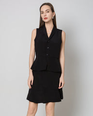 40 Momme V-Neck Silk Vest, Black