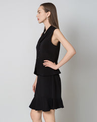 40 Momme V-Neck Silk Vest, Black