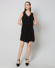 40 Momme Mini Wrap Silk Skirt, Black