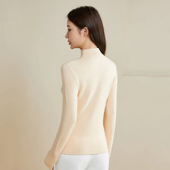 Silk Thermal Mock-Neck Top, Beige