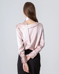 Silk Tie Neck Blouse, Pink