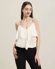 Pretty Silk Top with Ruffles