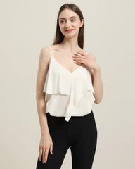 Pretty Silk Top with Ruffles