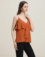 Pretty Silk Top with Ruffles