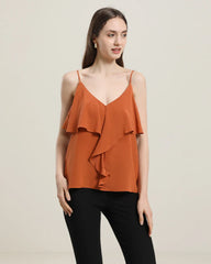 Pretty Silk Top with Ruffles
