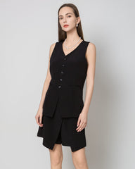 40 Momme Silk Blazer Vest, Black