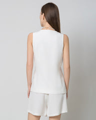 40 Momme Silk Blazer Vest, White