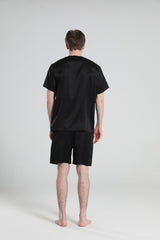 Simple Crew Neck Short Pajamas Set for men, Black