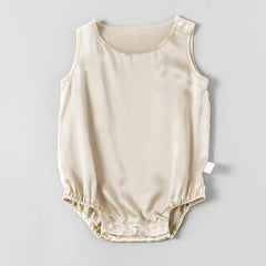 Sleeveless Baby Silk Onesies, Champagne