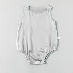 Sleeveless Baby Silk Onesies, White