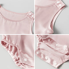 Sleeveless Baby Silk Onesies, Pink