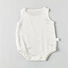 Sleeveless Baby Silk Onesies, White