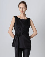 Sleeveless Wrap Silk Top
