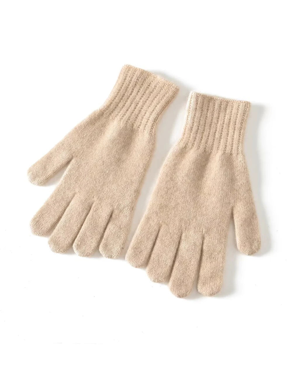 Soft Cashmere Knit Gloves, Beige
