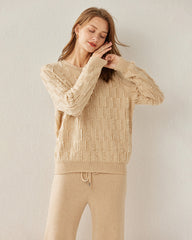 Solid Color Crew Neck Luxe Cashmere Sweater