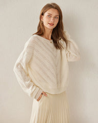 Loose Cashmere Chevron Sweater