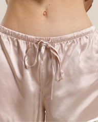 Relax Silk Shirt Shorts Pajamas Set, Pink