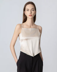 Tie Back Square Neck Silk Camisole, Champagne