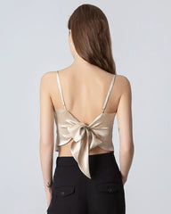 Tie Back Square Neck Silk Camisole, Champagne