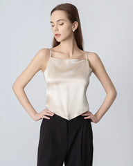Tie Back Square Neck Silk Camisole, Champagne