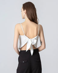 Tie Back Square Neck Silk Camisole, White