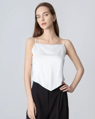 Tie Back Square Neck Silk Camisole, White