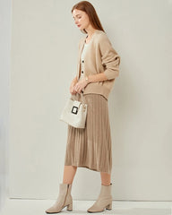 V Neck Cashmere Cardigan, Camel