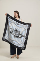Vintage Silk Scarf, Black